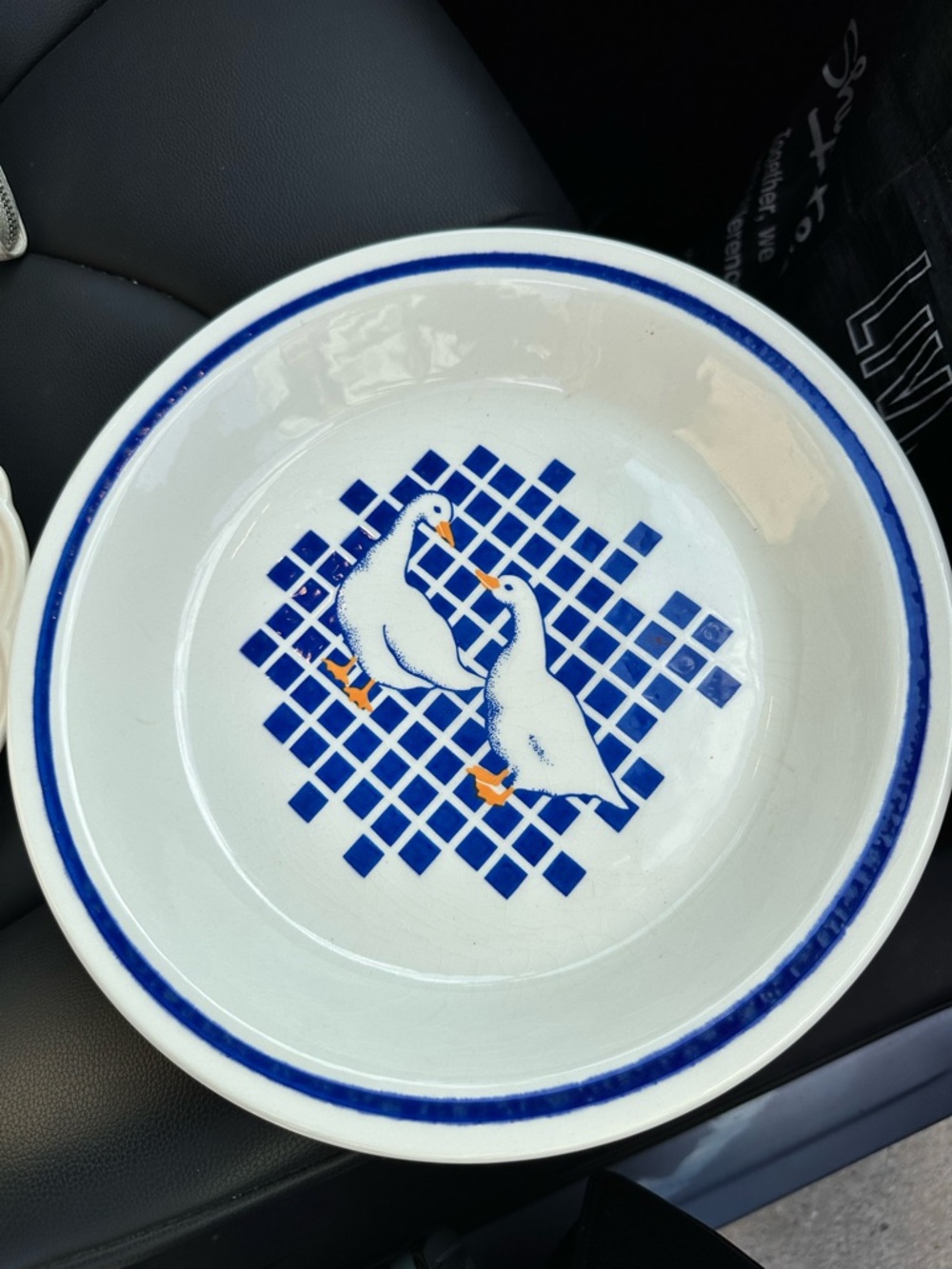 Vintage Goose Motif Ceramic pie plate
